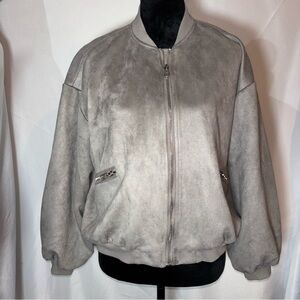 TRUTH by Republic Faux Suede Gray Bomber Jacket Size M